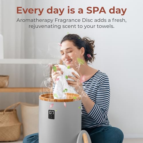 SereneLife Towel Warmers Bucket, with Customized Fragrance for Spa and Bathroom, Luxury Towel Heater Gifts for Him & Her, Auto Shut off, Fits 2 large Towels, Blankets, Bathrobes, PJ's (Grey) - color: Gray