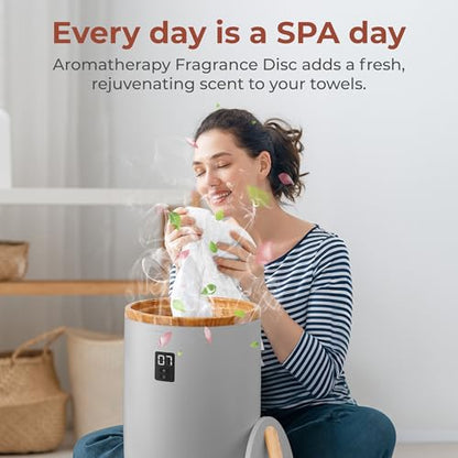 SereneLife Towel Warmers Bucket, with Customized Fragrance for Spa and Bathroom, Luxury Towel Heater Gifts for Him & Her, Auto Shut off, Fits 2 large Towels, Blankets, Bathrobes, PJ's (Grey) - color: Gray
