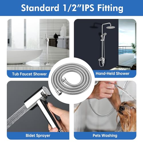 RUMOSE 118 inches Extra Long Shower Hose, Chrome | Shower Head Extension Hose, Attachment Flexible Handheld Shower Sprayer Hose, Stainless Steel Shower Tube - color: Chrome, size: 118"