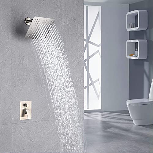 Voolan Rain Shower head, High Pressure Shower Head Made of 304 Stainless Steel, Relaxed Shower Experience Even at Low Water Flow and Pressure(6" Brushed Nickel) - color: Brushed Nickel, size: 6 Inch