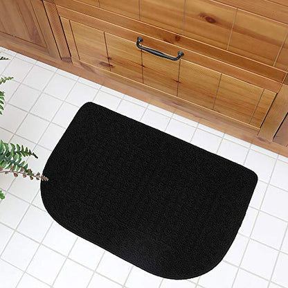 COSYHOMER 27x18 Half Round Kitchen Rug,Non Slip Washable Mat,Black 1PC | Polypropylene tufted textile,small half circle rug,kitchen sink mat,Kitchen floor mat - color: Black, size: 1'6" x 2'3" (Semicircular)