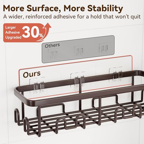 Shower Caddy Adhesive, Rustproof Shower Organizer, Wall Shower Rack | Large Capacity Shower Shelf for Inside Shower, No Drill Shower Storage, Shampoo Shower Holder, Bronze, 2 Caddies - color: Bronze