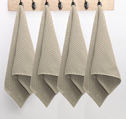 COTTON CRAFT Amazing Kitchen Towels - 8 Pack 100% Cotton Waffle Terry Towel | Beige - 16x28 inch Euro Café Waffle Weave Dish Towels - Soft Absorbent Quick Dry Low Lint Reusable Pantry Bar Cleaning Cloth - color: Beige, size: 8 Pack