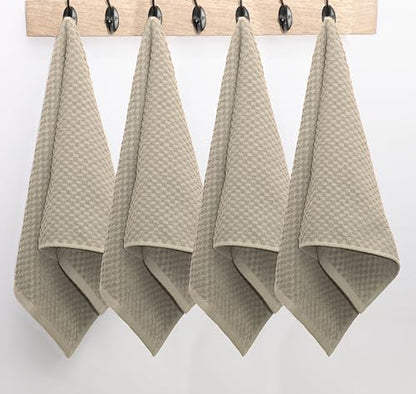 COTTON CRAFT Amazing Kitchen Towel - 12 Pack 100% Cotton Waffle Terry Towel | Beige - 16x28 inch Euro Café Waffle Weave Dish Towels - Soft Absorbent Quick Dry Low Lint Reusable Pantry Bar Cleaning Cloth - color: Beige, size: 12 Pack