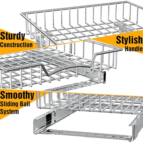 Simple Houseware Under Cabinet Pull Out Sliding Shelf Drawer, 18Dx14W | for Kitchen Organizer - size: 18" D x 14" W