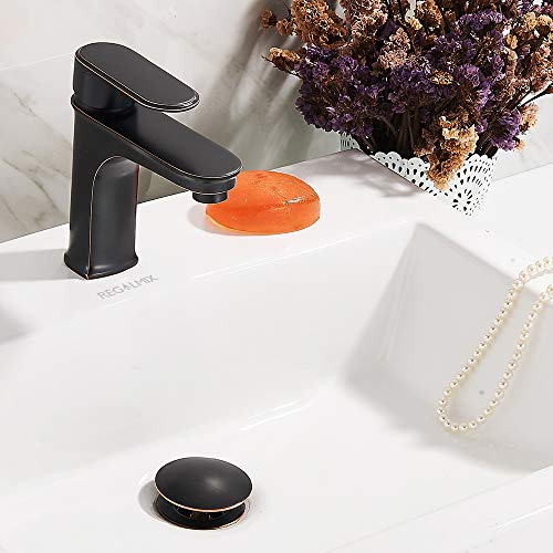 Bathroom Sink Drain, Vessel Sink Pop Up Drain with Detachable Basket Stopper,Anti-Explosion and Anti-Clogging Drain Strainer, Sink Drain Assembly Without Overflow Oil Rubbed Bronze, REGALMIX RWF082C - color: Oil-rubbed Bronze, size: Without Overflow