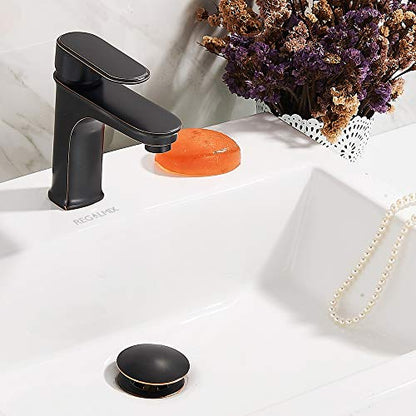 Bathroom Sink Drain, Vessel Sink Pop Up Drain with Detachable Basket Stopper,Anti-Explosion and Anti-Clogging Drain Strainer, Sink Drain Assembly Without Overflow Oil Rubbed Bronze, REGALMIX RWF082C - color: Oil-rubbed Bronze, size: Without Overflow