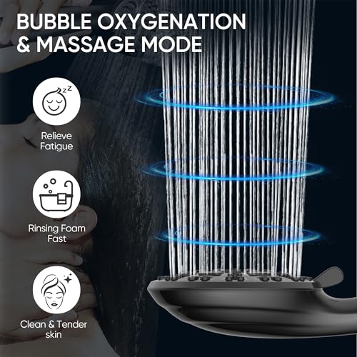 Cobbe 8-Setting Handheld Shower Head, Water-Saving Design, Matte Black | Trickle Pause Mode, 5ft Stainless Steel Hose, Brass Swivel Bracket, Tool-Free Installation - color: Matte Black