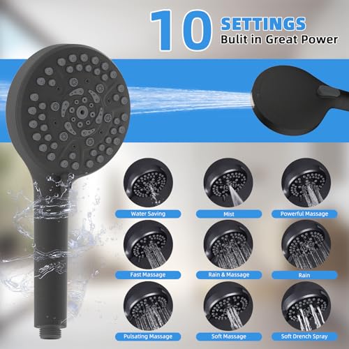 8" Metal Rainfall Shower Head with 10-Mode Handheld, Oil Rubbed Bronze | NSF/ANSI/CAN 372 Certified, High Pressure Showerhead Combo with 11" Adjustable Shower Arm, 71" Hose, Shower Head Holder - color: Oil Rubbed Bronze, style: Square 8"