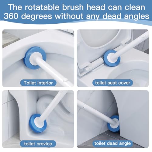 64 Count Disposable Toilet Brush Heads (8 Bags of 8), Toilet Bowl Wand Refills for Bathroom Cleaning, Heavy-Duty Scrubbing Pads, Not for Electric Toilet Brushes - color: Blue-64