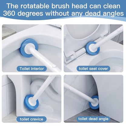 64 Count Disposable Toilet Brush Heads (8 Bags of 8), Toilet Bowl Wand Refills for Bathroom Cleaning, Heavy-Duty Scrubbing Pads, Not for Electric Toilet Brushes - color: Blue-64
