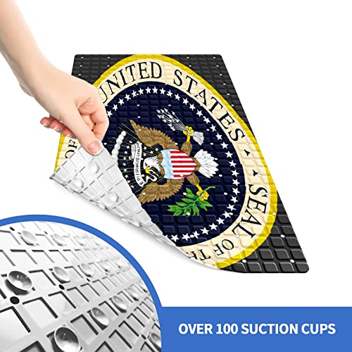 FCZ Bath Tub Mat Non Slip Shower Mat Seal President of The United States 26.8x15 inches Rectangular Polyester PVC Machine Washable - color: Seal President of the United States