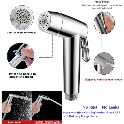 Handheld Bidet Sprayer for Toilet & Muslim Shower Kit with Storage Shelf, Brass T-Valve, Adjustable Pressure, No Drip, Easy Install, Feminine Care, Diaper & Pet Wash, Ceruleanix