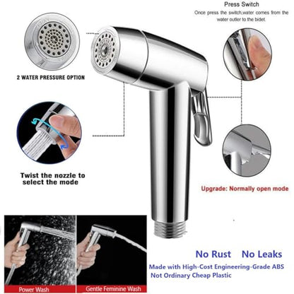 Handheld Bidet Sprayer for Toilet & Muslim Shower Kit with Storage Shelf, Brass T-Valve, Adjustable Pressure, No Drip, Easy Install, Feminine Care, Diaper & Pet Wash, Ceruleanix