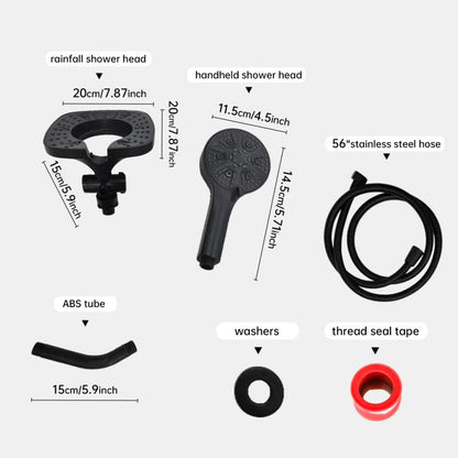Black Shower Head with Handheld Spray Combo 2 in 1 Rainfall High Pressure with 59" Rotatable Stainless Steel Hose 9 Spray Modes Detachable - color: Black