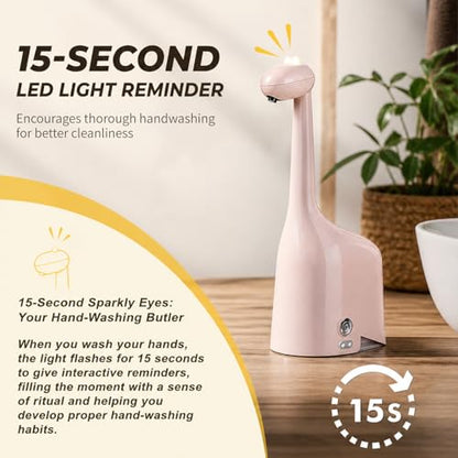 Automatic Soap Dispenser,Cute Dinosaur, Touchless, Rechargeable Foaming Soap Dispenser, 10oz/300ml, 3-Level Adjustable Foam, IPX5 Waterproof for Bathroom, Kitchen, Hotel,Restaurant, Pink - color: Pink