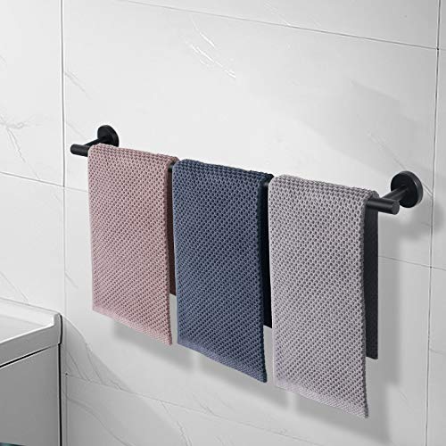 NearMoon Bath Towel Bar, Thicken Stainless Steel Shower Towel Rack Holder Wall Mounted for Bathroom, 33-lnch Overall Length-30-lnch Usable Hanging Space (1 Pack, Matte Black) - color: Matte Black, size: 33 Inch