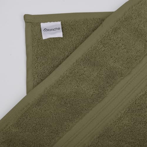 6 Pack Cotton Towel Set - Luxury & 100% Cotton - Hotel and Spa Quality, Absorbent, Includes 2 Bath Towel (28" x 56"), 2 Hand Towels (16"x28") and 2 Wash Cloths (12"x12") - Army Green - color: Army Green, size: 6-Piece Bath Towel Sets