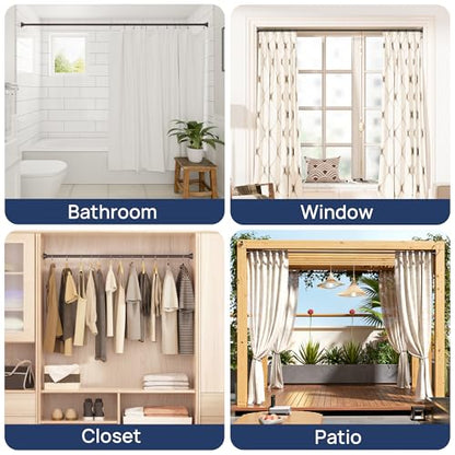 ENJOYBASICS 2 Pack Tension Curtain Rod, 32-66" Adjustable, Stable, Bronze | Secure Hold with Strong Spring & Non-Slip Ends, No-Drill, No Tools, Sag-Resistant, Waterproof, Fits Windows, Showers & Closet - color: Bronze, size: 32-66"