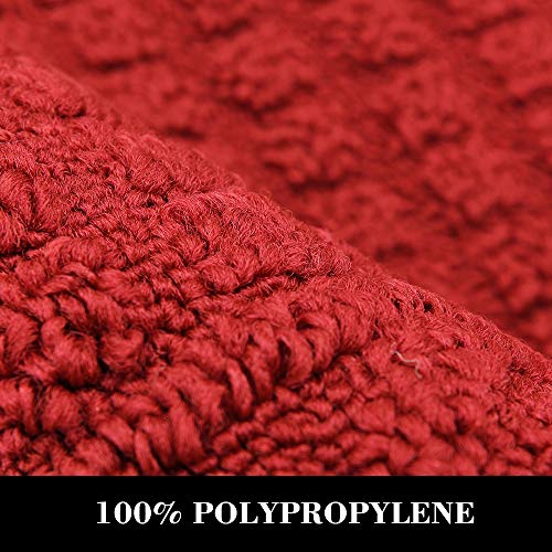 COSYHOMER 27x18 Half Round Kitchen Rug,Non Slip Washable Mat,Burgundy 2PCS | Polypropylene tufted textile,small half circle rug,kitchen sink mat,Kitchen floor mat - color: Burgundy 2pcs, size: 1'6" x 2'3" (Semicircular)