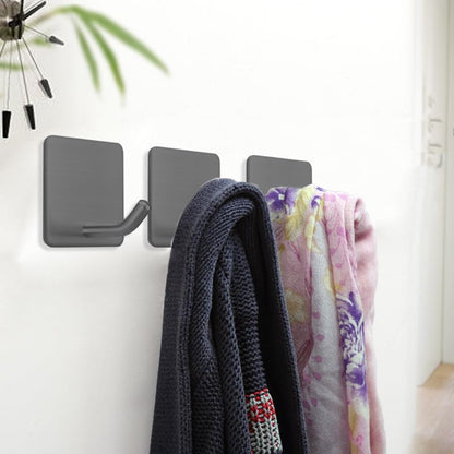 Adhesive Towel Hooks Stick on Towel Hanger Wall Hooks Waterproof Stainless Steel Sticky Hooks for Hanging Bathroom Kitchen Home Grey -4 Packs - color: Gray