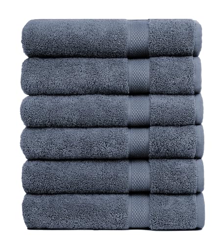 Pleasant Home Bath Towels Set of 6 (24” x 50”) 100% Cotton, Navy | 515 GSM | Lightweight, Soft & Highly Absorbent Luxury Towels for Bathroom | for Gym, Pool & Spa - color: Navy