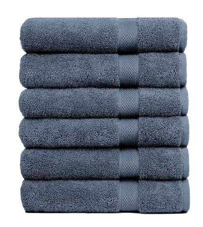 Pleasant Home Bath Towels Set of 6 (24” x 50”) 100% Cotton, Navy | 515 GSM | Lightweight, Soft & Highly Absorbent Luxury Towels for Bathroom | for Gym, Pool & Spa - color: Navy