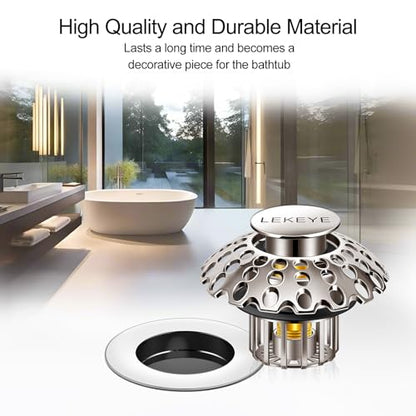 LEKEYE Tub Stopper | Shower Drain Hair Catcher | Bathroom Bathtub Plug | Pop Up Bathtub Drain Stopper for 1-1/2" to 1-3/4" Bath Drain Hole - Brushed Nickel - style: 2076