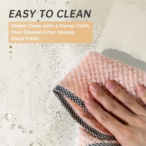 AmazerBath Beige Shower Curtain Liner Plastic, 8G PEVA Shower Liner Cream, Heavy Duty Shower Curtains for Bathroom, Cream Shower Curtain Waterproof 72x72 with 3 Weighted Stones and 12 Grommets - color: Beige, size: 72"W x 72"L (Pack of 1)