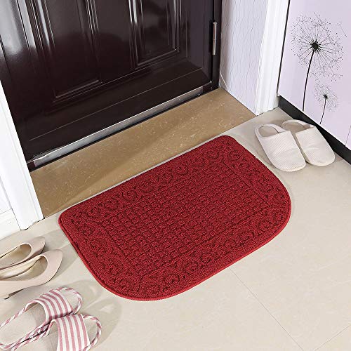 COSYHOMER 27x18 Half Round Kitchen Rug,Non Slip Washable Mat,Burgundy 2PCS | Polypropylene tufted textile,small half circle rug,kitchen sink mat,Kitchen floor mat - color: Burgundy 2pcs, size: 1'6" x 2'3" (Semicircular)