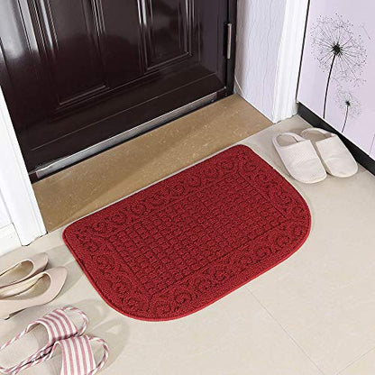 COSYHOMER 27x18 Half Round Kitchen Rug,Non Slip Washable Mat,Burgundy 2PCS | Polypropylene tufted textile,small half circle rug,kitchen sink mat,Kitchen floor mat - color: Burgundy 2pcs, size: 1'6" x 2'3" (Semicircular)