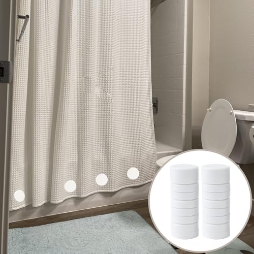ZYNERY 18 Pcs Shower Magnets for Curtain Liner, Magnetic Shower Curtain Weights, Shower Curtain Magnets Weights, Shower Curtain Weights Bottom, Weights for Outdoor Curtains Flag Tablecloth （White） - color: White