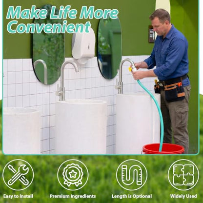 Faucet Hose Adapter for Sink, Transparent PVC Tube with Adjustable Faucet Connector and Hose Clamp Portable Water Transfer Accessories for Sink, Bucket, Garden, Pet Bathing (6.5 FT-Green) - size: 6.5 FT-Green