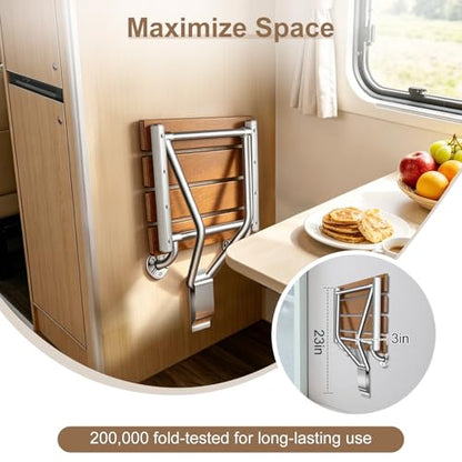 28'' Folding Shower Seat Wall Mounted, 500lb Load Capacity, Space-Saving | Folding Shower Bench with Stainless Steel Bracket, for Elderly, Pregnant Women, Kids, Disabled - size: 28 inches