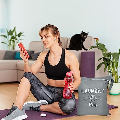 2 Pcs Large Travel Laundry Bag - Waterproof Wet Dry Washable for Dirty Clothes, Bathing Suit, Workout, Gym, Swimming, Yoga (Pink+Grey) - color: Pink+Grey