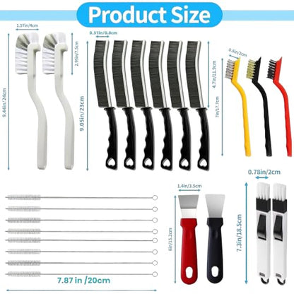 23Pcs Crevice Cleaning Brush Set, Hard Bristle Scrub Brushes Tools for Gaps | Deep Cleaning Window Groove Cleaning Brush, Grout Brush for Tile Lines, Sliding Door, Sill, Shutter, Bottle, Corner, Sink