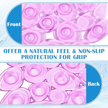 Riakrum 12 Pcs Non Slip Bathtub Stickers, Clear Anti Slip Shower Treads with Strong Suction Cups, Pebble Provides Traction Machine Washable No Residue, Safe (Pink, Purple,Blue) - color: Pink, Purple,blue