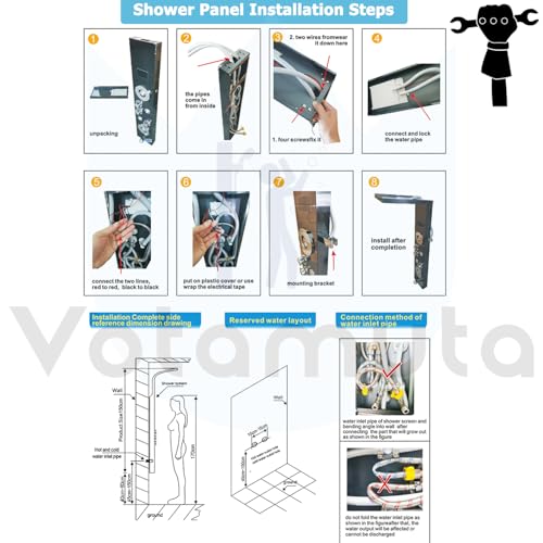 Shower Panel Wall Mount Shower Tower with LED Shower Head System Full Body Shower Jets Contemporary Shower Panels Stainless Steel Shower Faucet Set Matte Black