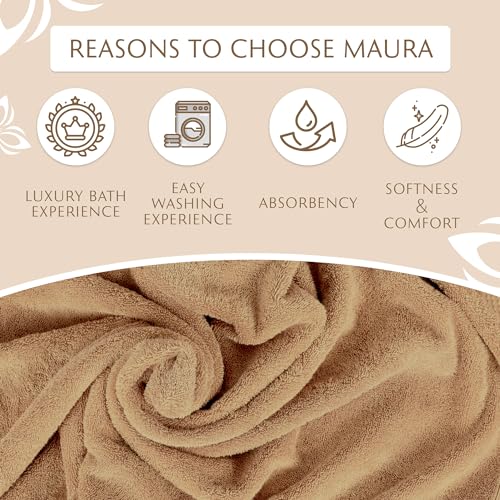MAURA Biege Hand Towels for Bathroom. Luxury Turkish Cotton Bath Hand Towels Set of 6. Ultra-Soft, Thick & Plush - Brown - color: Classic Brown, size: Hand Towel (6-Pack)