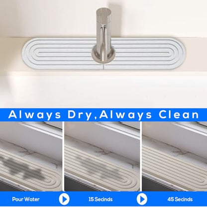 Sink Stone Faucet Mat 23.6 X 3.9 inch Absorbent Faucet Mat Diatomite Sink Drying Stone for Kitchen Bathrooms ( White ) - color: White