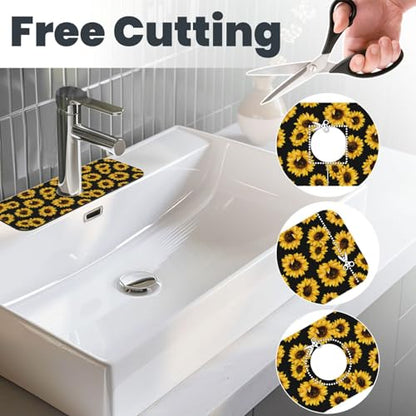 Diatomite Faucet Mat for Kitchen Fast Drying Sink & Bathroom Counter, Super Absorbent Water Sink Protectors Prevent Moisture Buildup, Sink Splash Guard 15×5.5 Inch Sunflower Pattern - color: Sunflowers2
