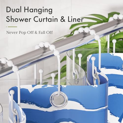 AmazerBath Shower Curtain Hooks White Metal Shower Curtain Rings Rust Proof, Double Sided Shower Curtain Hooks for Shower Curtain Liner Smooth Shower Hook Rings for Bathroom, Set of 12 - color: White, style: Modern