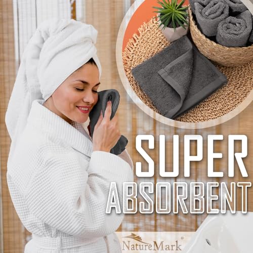 Set of 10 Washcloths Made of 100% Cotton - Soft and Absorbent Face and Hand Towels - Practical for Bathroom and Kitchen - 12 x 12 in, Grey - color: Anthrazit