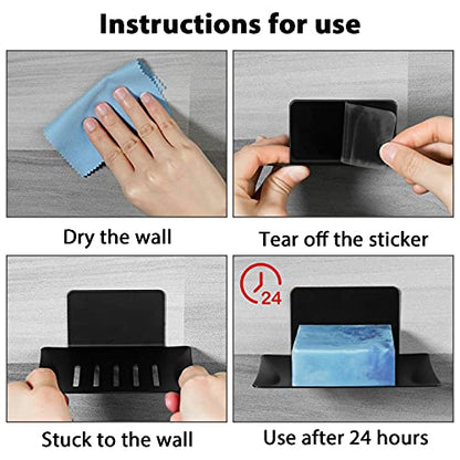 Soap Dish for Shower, 5 Slot Self-Adhesive Soap Holder for Bathroom, Wall Mounted Shower Soap Holder, Stainless Steel Soap Tray Black - color: Black 1pack