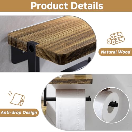 Toilet Paper Holder - Adhesive Farmhouse for Wipes&Cell Phone&Fragrance - color: Charcoal Brown