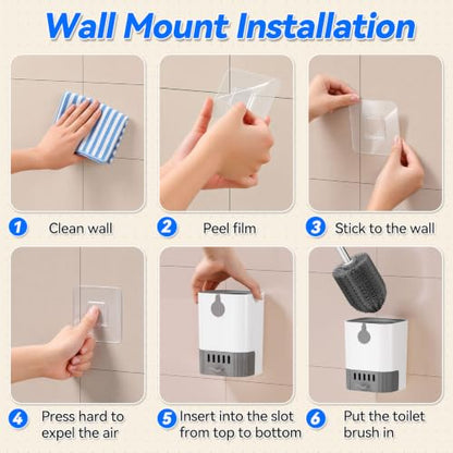 Self-Draining Toilet Brush with Holder, Ventilated Caddy for Quick Dry, No Drip Drip-Free Design, Sturdy Long Handle & Flexible Scrubber for Bathroom Bowl