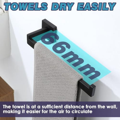 Alise Hand Towel Holder Towel Bar for Bathroom Wall Mount,Matte Black | SUS304 Stainless Steel Towel Ring Square Towel Hanger Towel Rack for Bathroom Lavatory Kitchen - color: Matte Black