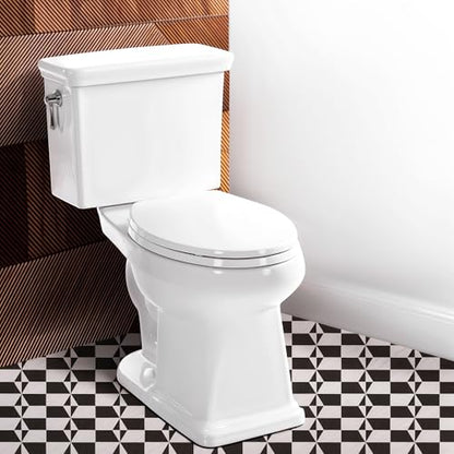 17.3” Elongated Toilet with Soft Close Seat, Two piece Toilets for Bathroom | Nano Self-Cleaning Glaze, 1.27 GPF, Watersensed/ADA/MAP1000/cUPC, Easy to Clean & Install, 12" Rough-In - color: TPT003 - 1.27 GPF Classical with single flush