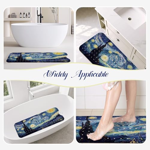 SHUCHING Blue Bath Mat for Tub Non Slip-40x16 Inch, Starry Sky | Bathtub Mat for Elderly Mold Free, Long Shower Mat for Inside Shower with Suction Cup, Machine Washable - color: Starry Sky