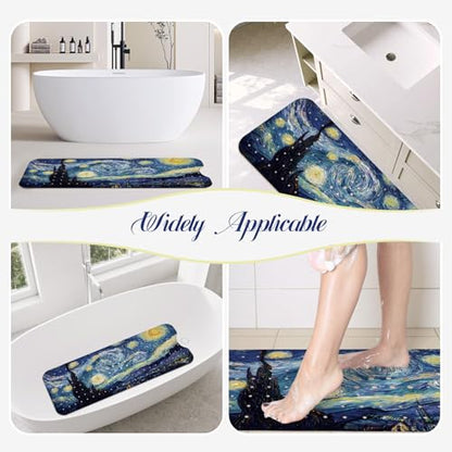 SHUCHING Blue Bath Mat for Tub Non Slip-40x16 Inch, Starry Sky | Bathtub Mat for Elderly Mold Free, Long Shower Mat for Inside Shower with Suction Cup, Machine Washable - color: Starry Sky